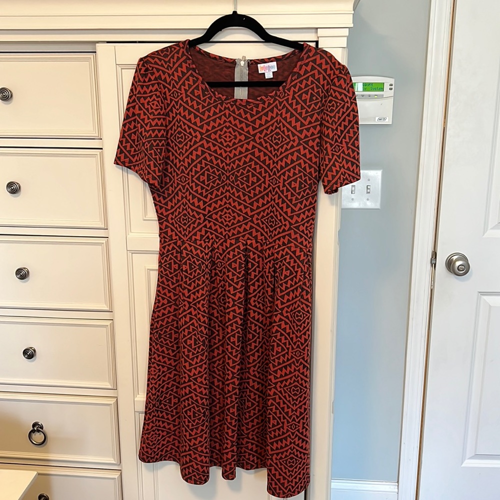 Red and black Lularoe dress